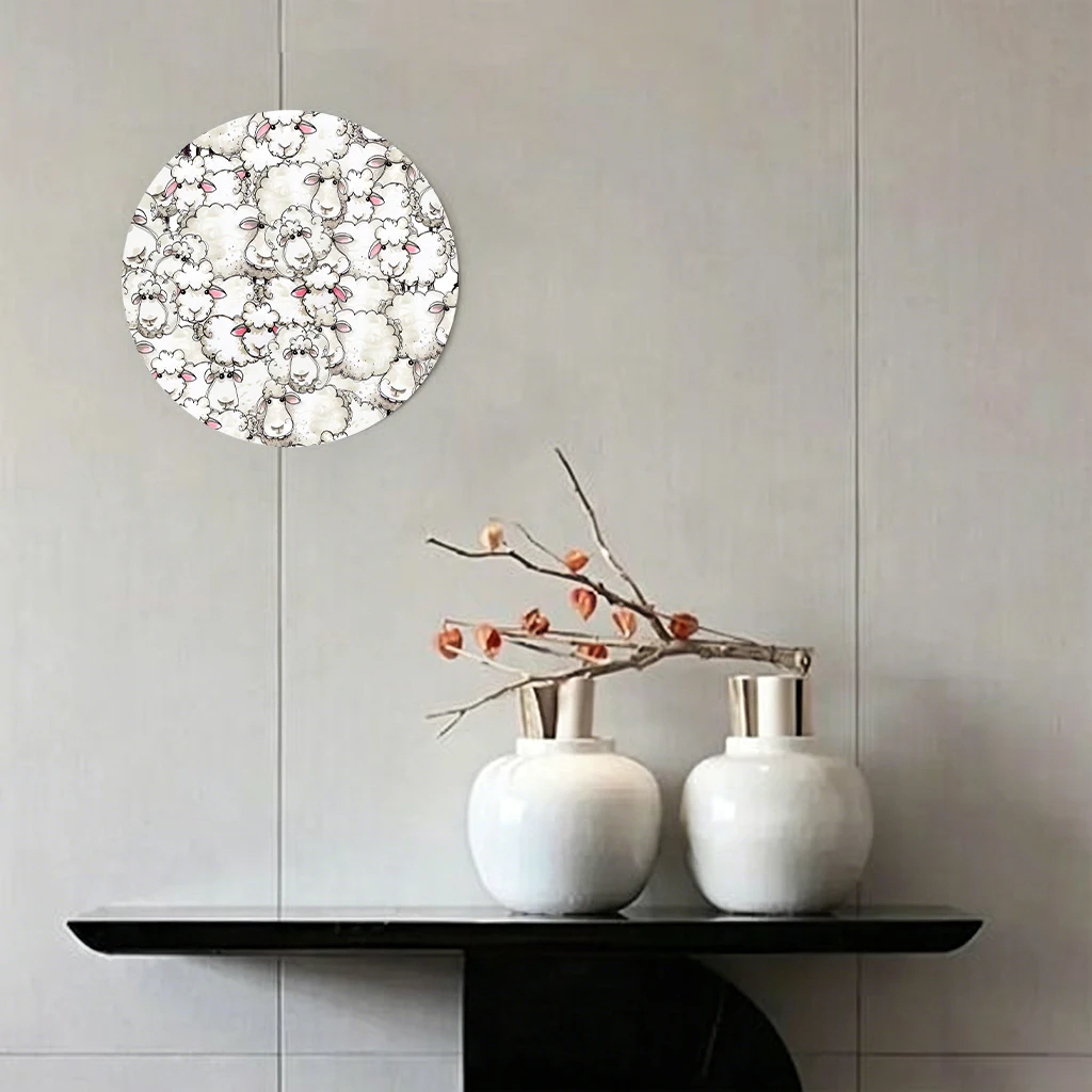 JIT 1-Pack Round Metal Tin Wall Decor with a Smooth Surface for Easy Hanging. This stylish metal tin wall decoration is suitable for various settings such as the living room, garden, and reading nook, making it a high-quality everyday home decoration. view 4
