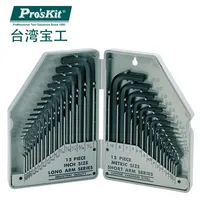 Proskit 8PK-027 30Pcs Metric Inch Combination Hex Key Set Wrench Screwdriver Set Toolkit Short Long Arm Repair Hand Tools