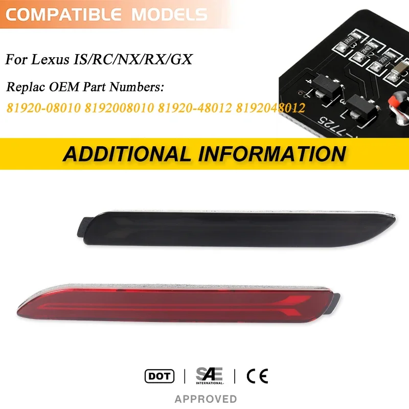 for Toyota RAV4 2019-2024, for Toyota Matrix 2009-2012 LED Brake Driving Stop Signal Lights Bumper Reflector Lamp Kit view 4