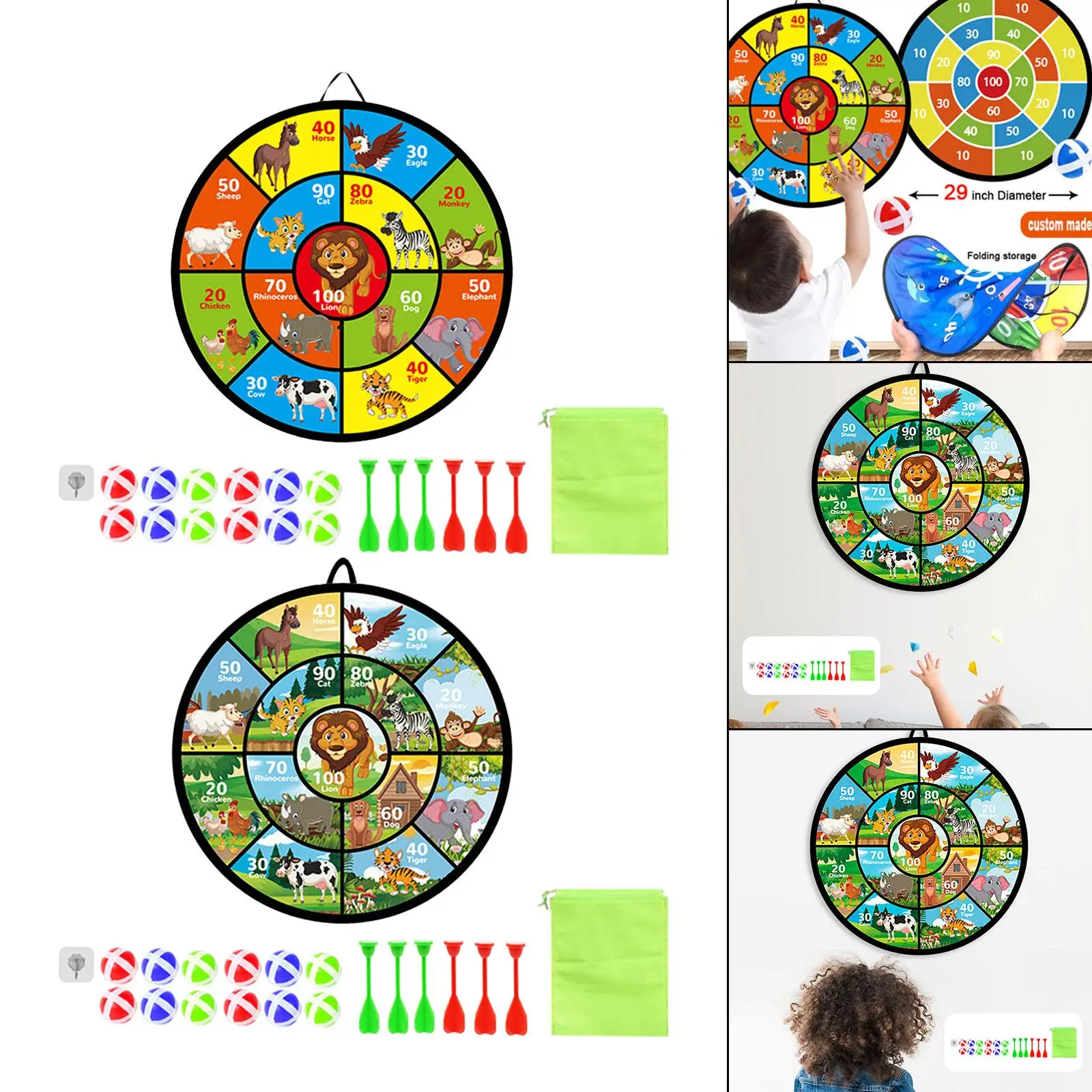 

Double Sided Dart Board for Kids Dart Plate 29inch Durable Indoor Outdoor Party Games Toys Target Board with 12 Sticky Balls