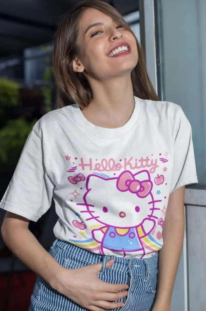 2026 Hello Cat Super Kitties Shirt Cute Girl Party Shirt Kitty Shirt Cat Man Gift Y2K Inspired T-shirt