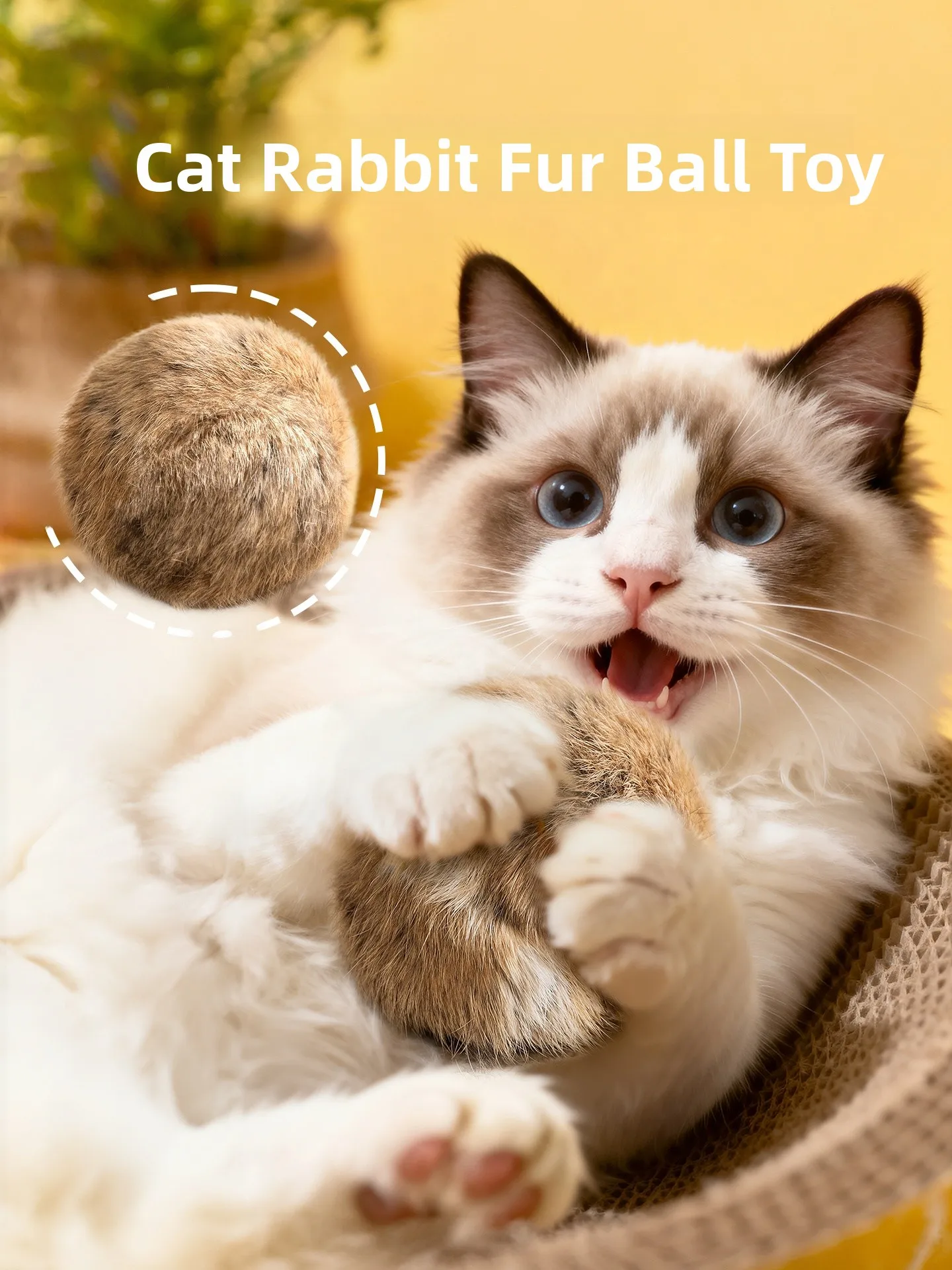 

Игрушка из натурального кроличьего меха для кошек, интерактивная, для игр и дразнения, бренд Hipidog, стандартный размер