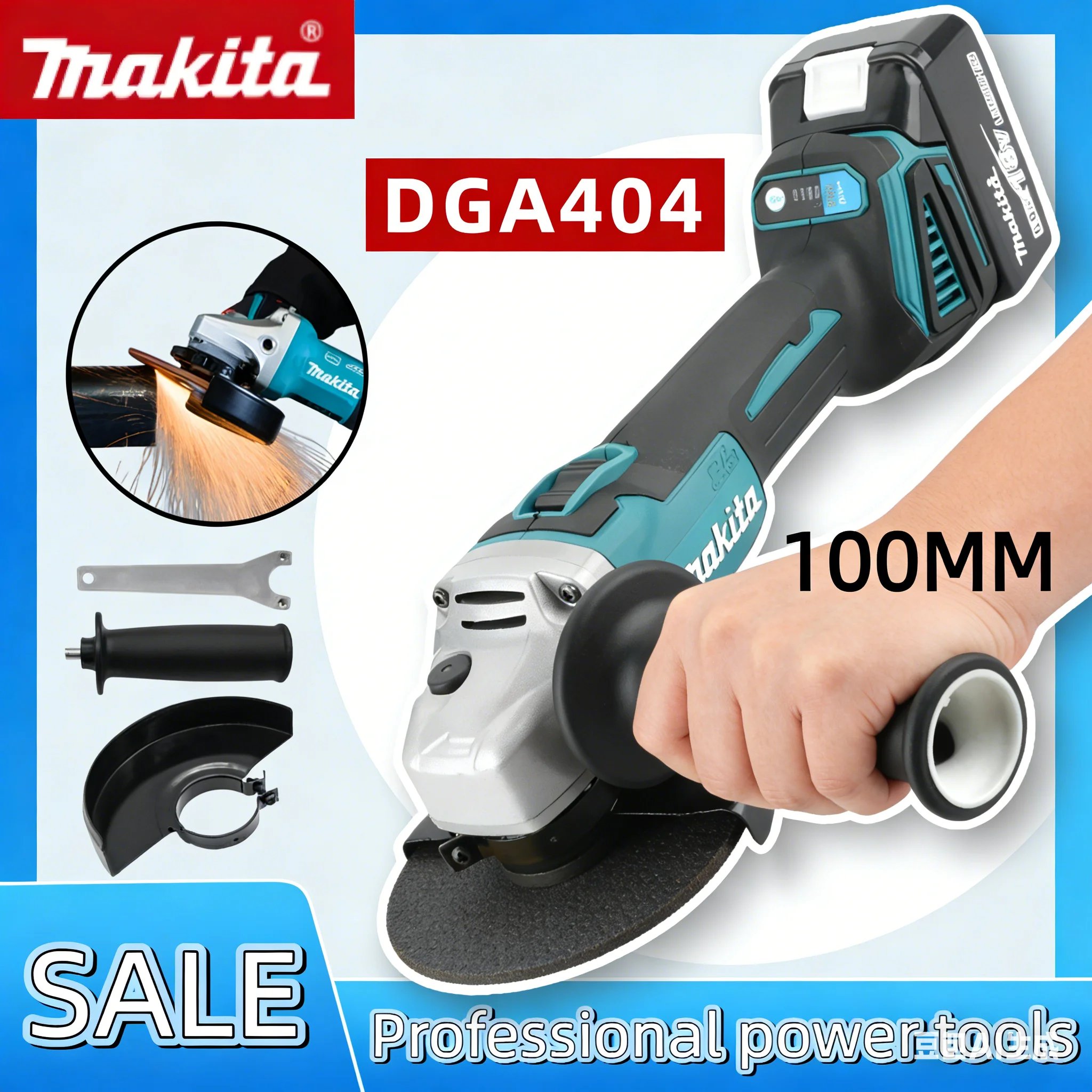 

Аккумуляторная угловая шлифмашина Makita DGA404 100 мм, бесщеточная, литиевая, 18В, высокомощный электроинструмент для резки