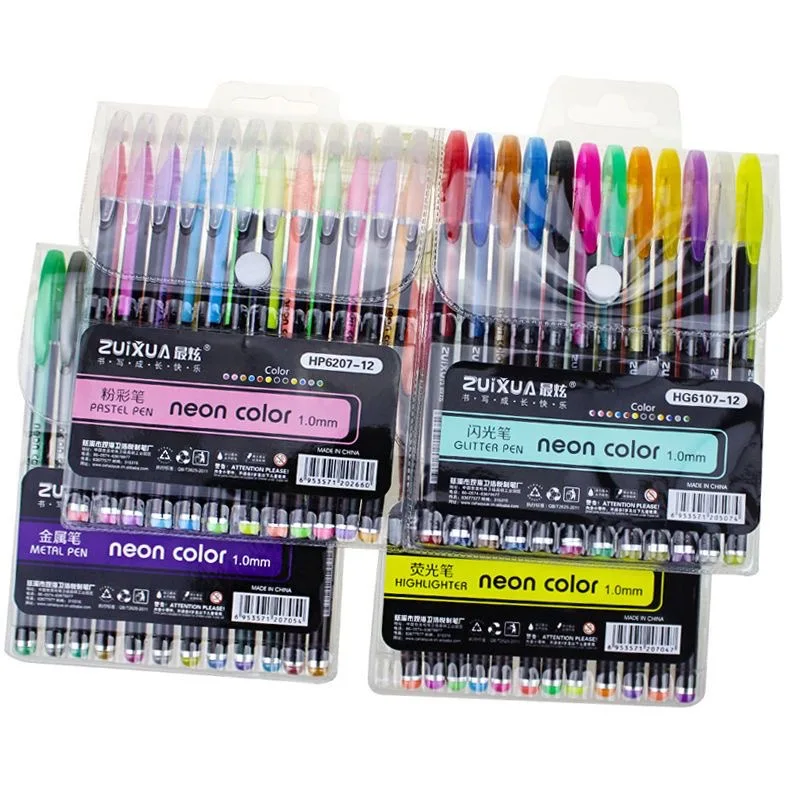 GENKKY Promotion-Stift, 12-Farben-Gelschreiber-Set, Glitzer-Gelstift für Malbücher für Erwachsene, Zeitschriften, Zeichnungen, Kritzeln, Kunstmarkierungen
