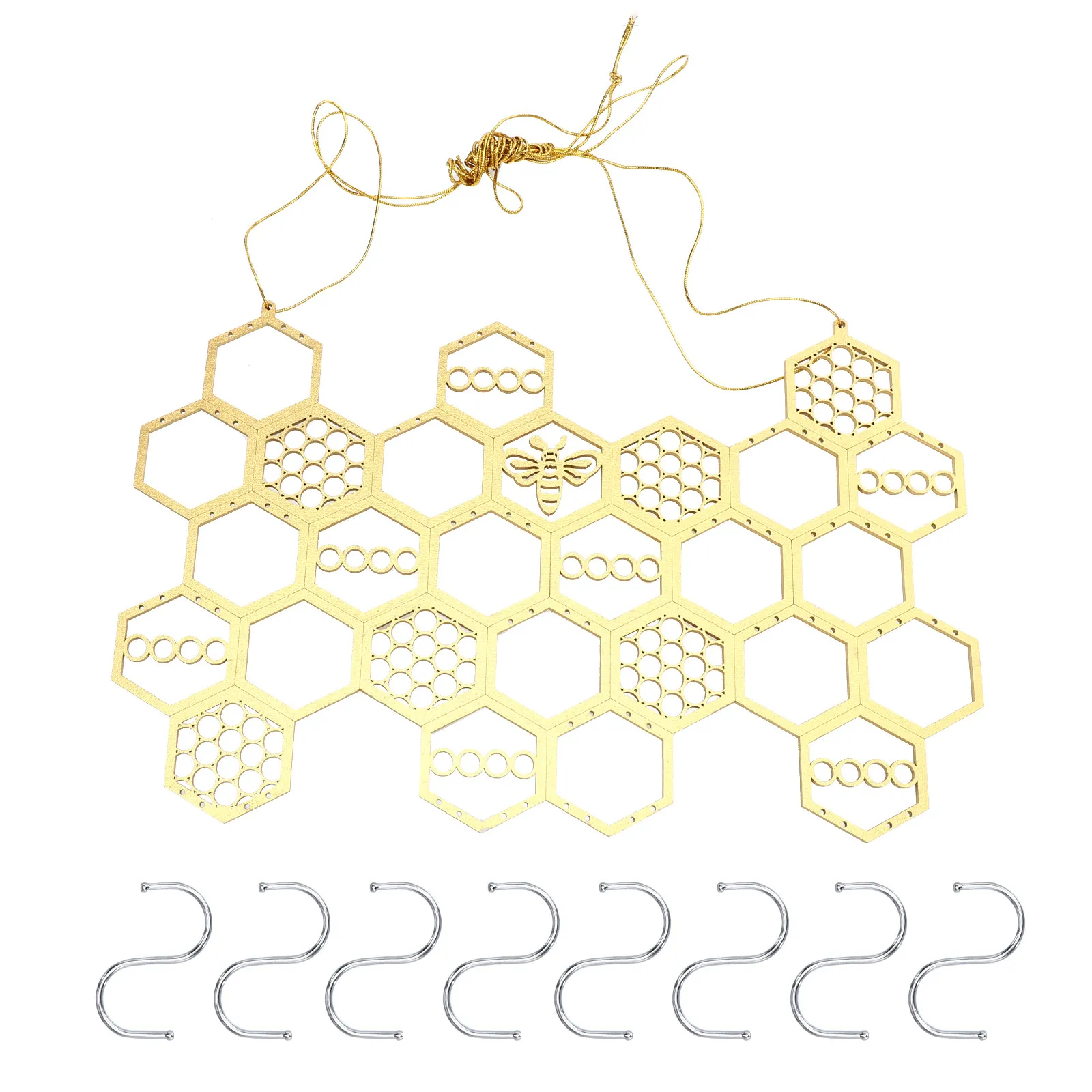 

Honeycomb Design Wooden Earring Display Rack for Desktop Wall Or Boutique Jewelry Storage Organizer Decorative Jewelry Holding
