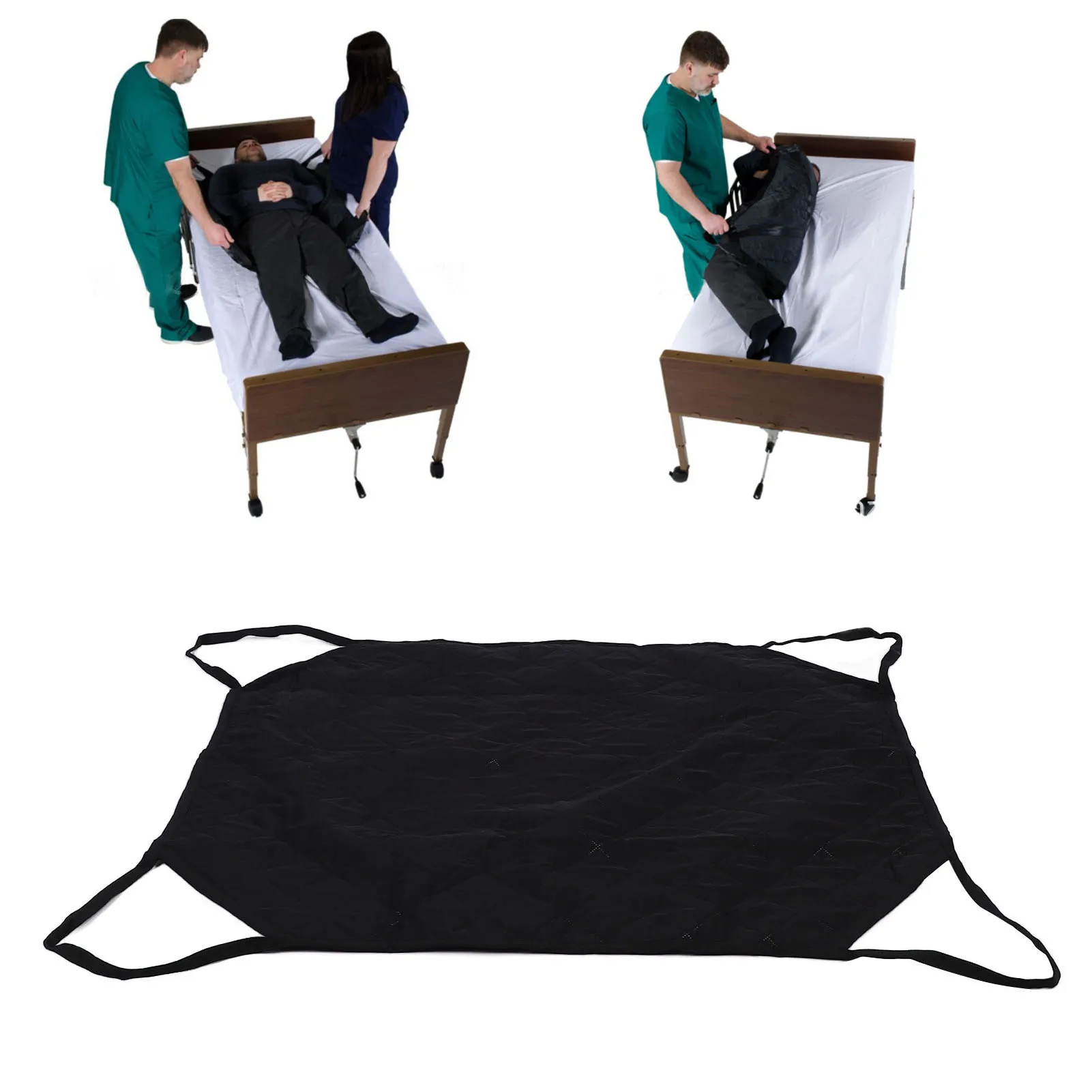 Positioning Bed Pad Reusable Washable Transfer Pad Draw Sheet with 4 Reinforced Handles for Turning Lifting for Elderly Patient