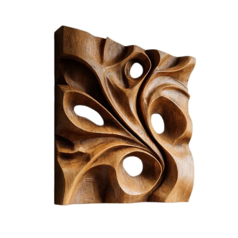 relief wall decoration hollow abstract flower wood carving living room background wall decoration hotel soft decoration art