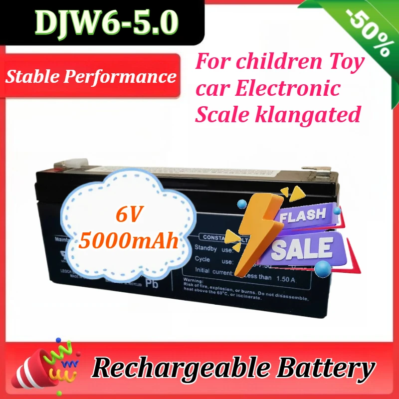 

6V 5Ah DJW6-5 DJW6-5.0 Battery Rechargeable Lead-acid Accumulator for Children Toy Car Electronic Scale Elongated Batteries