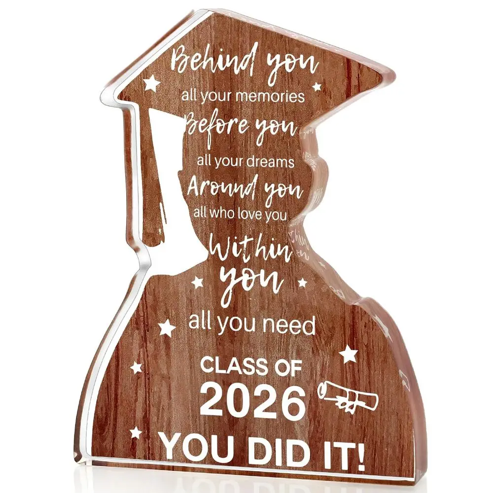 2026 Graduation Gifts for Him, Class of 2025 College Graduation Decor, Inspirational Acrylic Plaque Desk Decor