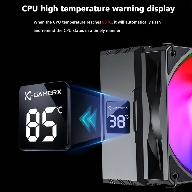 Imagem -03 - Cooler de Cpu Power Train X-gamex Z6000 Argb com Display Digital de Temperatura Radiador Tubos de Calor para Lga1700 1200 115x Am4 Am5