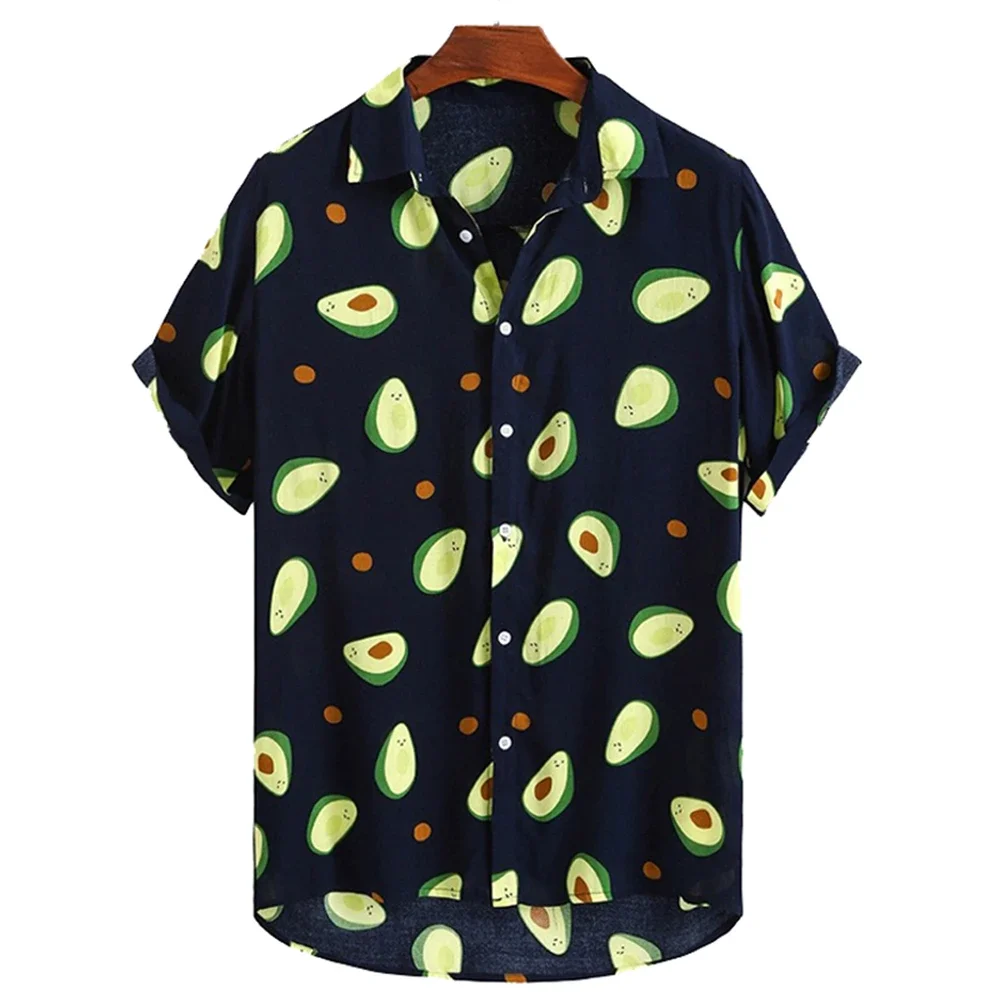 

3D Fruit Print Short Sleeved Quick Hawaiian Shirt Men'sdrying Beach Shirt Men's Oversized Outdoor Shirt Men's Casual Shirt