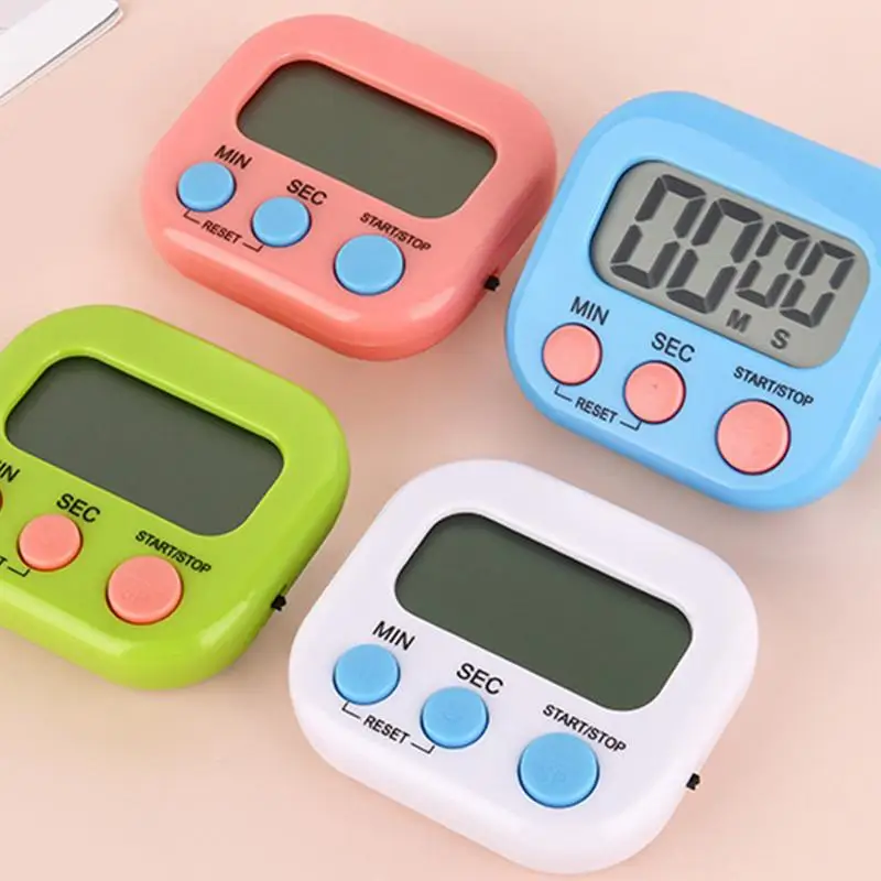 LCD Digital Kitchen Timer Large Display Countdown Small Timers with Magnetic Back Portable Timer with Bracket Classroom Timers