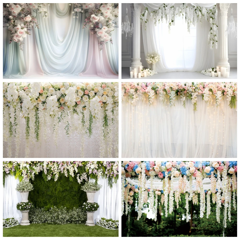 

Wedding Scene Backdrop for Photography Flower Wall Floral Bridal Shower Engaged Ceremony Birthday Party Photo Background Decor