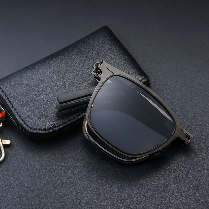 Ultra Light Stainless Steel Retro Square Foldable Sunglasses Portable Outdoor Fishing Daily Eyewear Supplies