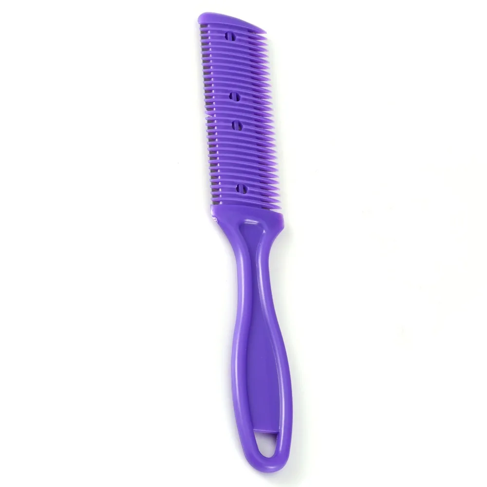 4PCS Professional Dual Sides Hair Trimmer Combs DIY Hair Purple Hair Cutting Comb Thinning Razor Comb Beauty Salon