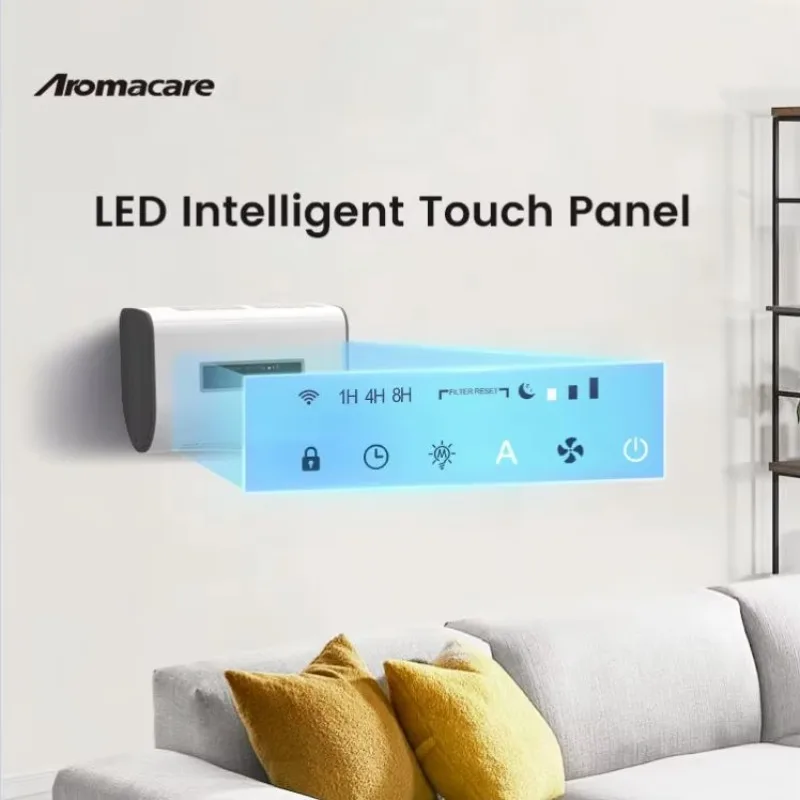 فلتر تنقية الغسيل الصغير للحمام، منقي هواء مثبت على الحائط مع شاشة تعمل باللمس