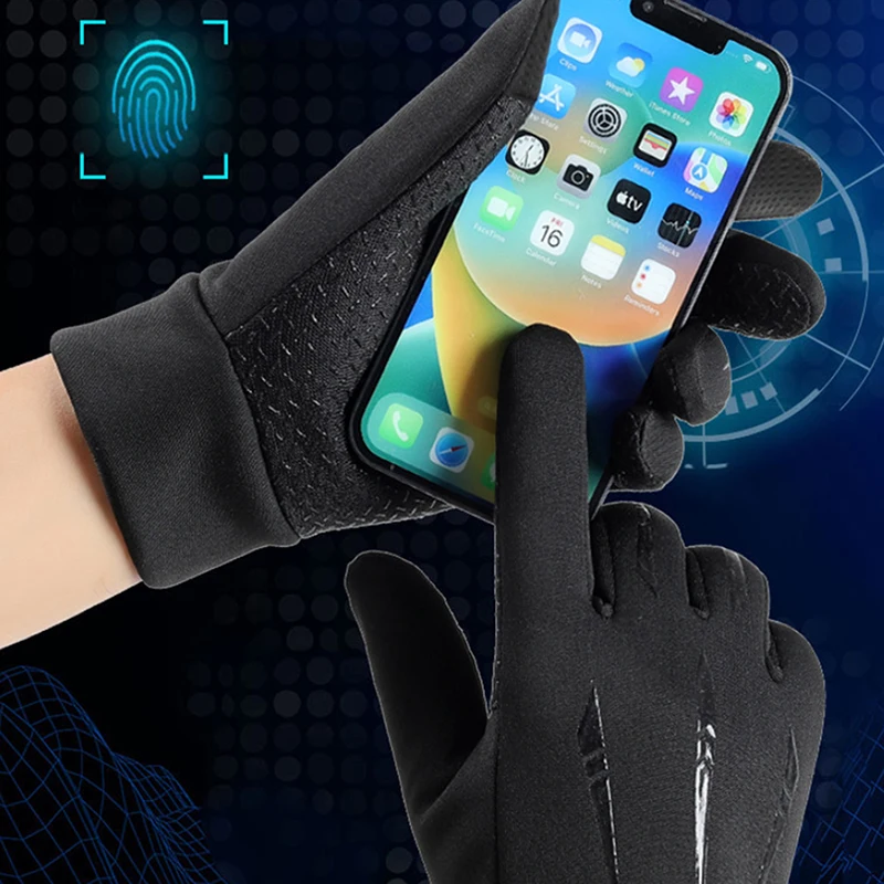 Guantes de ciclismo de invierno para hombre, guantes deportivos a prueba de viento con pantalla táctil, guantes térmicos cálidos para correr, esquí y ciclismo
