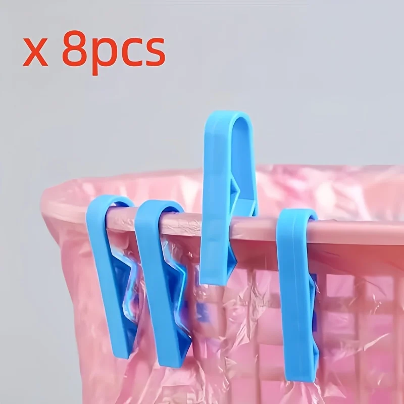 8pcs Random color anti-slip clips for garbage bags, fixed storage clips