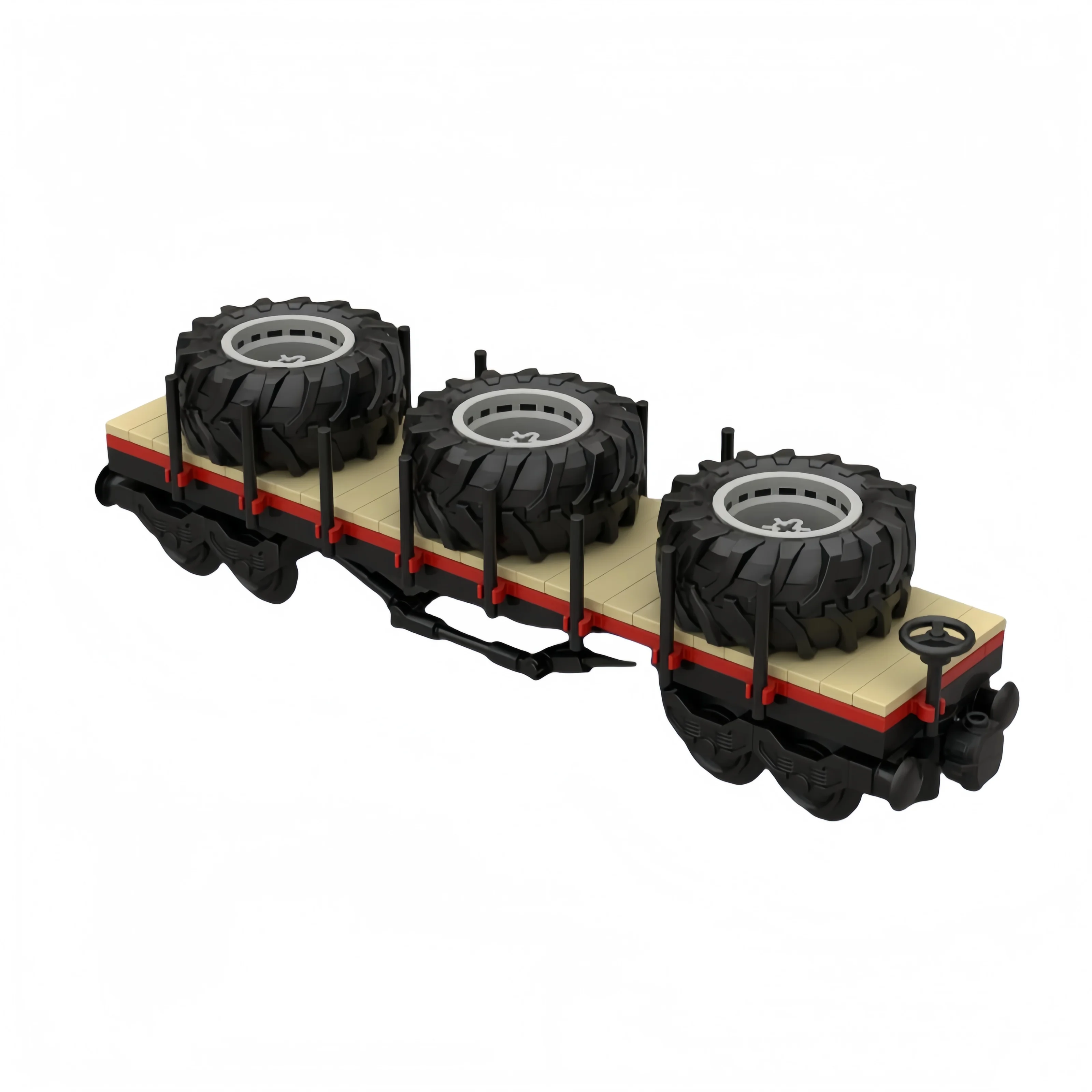 MOC- 130194   سلسلة قطار صغير نموذج سيارة مسطحة اللبنات الجديدة لتقوم بها بنفسك اكسسوارات السيارات الإبداعية الأولاد هدايا عيد ميلاد 132 قطعة