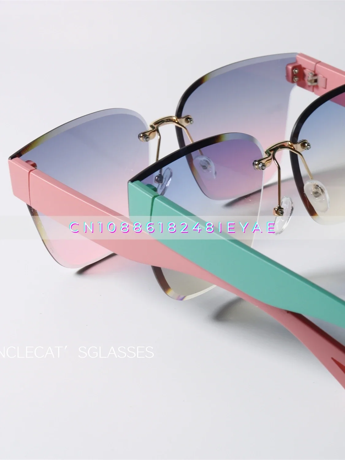 Morandi Color Rimless Sunglasses UV400 Anti-ultraviolet Radiation Gradual Change Color Advanced Sense Niche Sunglasses