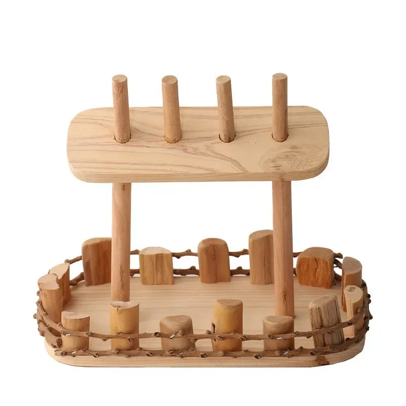 

Entry entrance key storage ornament, living room TV cabinet shoe cabinet home decoration, tray wooden rack