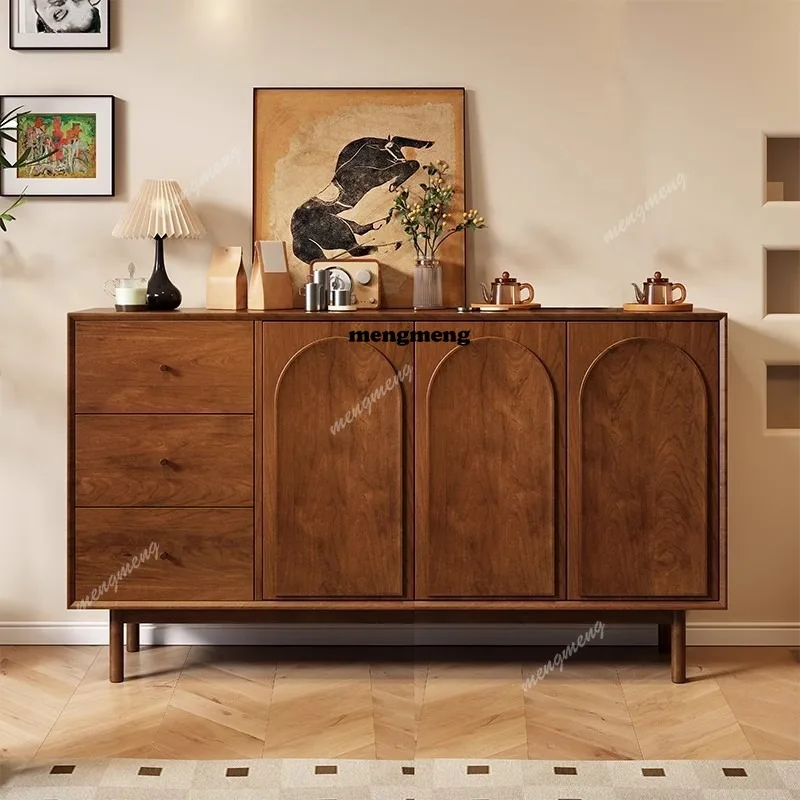 

French solid wood dining side cabinet household with drawers porch cabinet restaurant retro storage locker