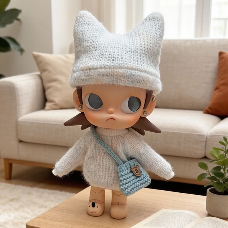 

Zsiga Doll Clothes For 20cm 1/8 Scale Movable Doll Ice Blue Aurora Snowsuit With Cat Ear Hat Sweater Mini Crossbody Bag
