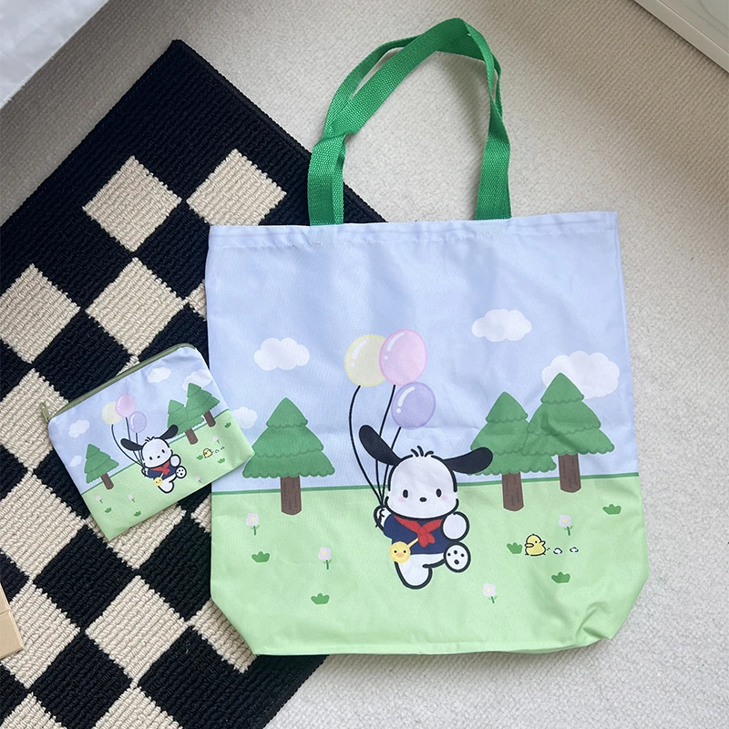 Sanrio Cute Pochacco Set Shopping Bag Coin Purse Environment-Friendly Bag Kawaii Japanese Style Cartoon Handbag Girl Portable