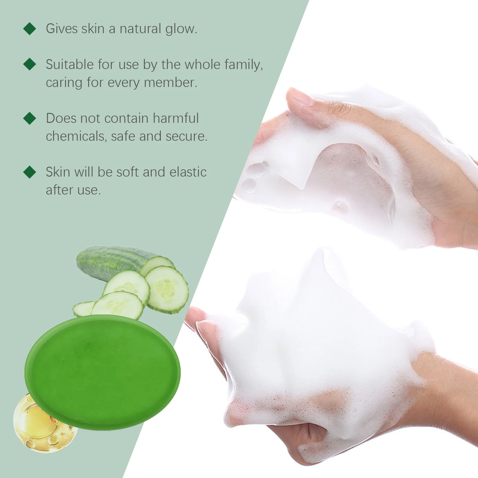 Body Brightening Soap Reduce Fine Lines Deep Cleaning Pore Blackhead Removal Oil Control Moisturize Glow Face Wash Cucumber Soap