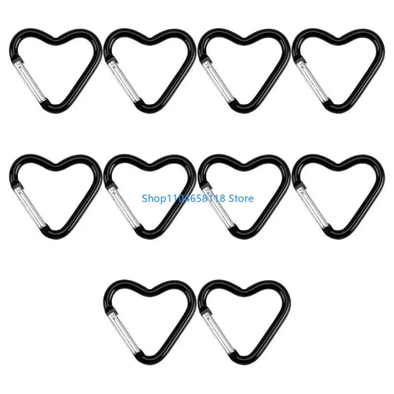 Set of 10 Heart Designs Metal Carabiner Keychains Convenient for Outdoor Adventures and Holder Organization