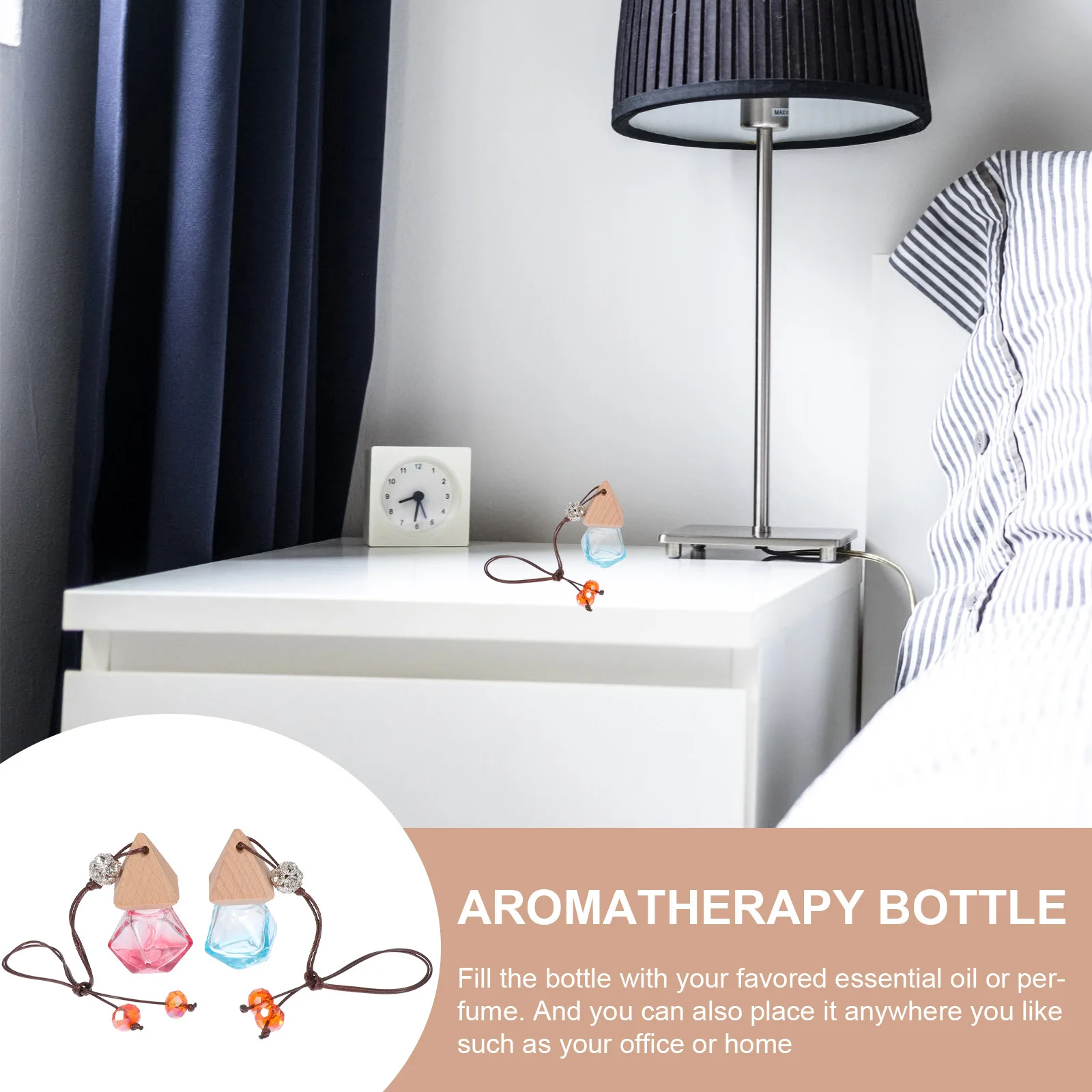 

2Pcs Car Aroma Bottle Pendant Glass Perfume Bottles Car Interior Hanging Decor Essential Oil Diffuser Fresh Air Relaxation