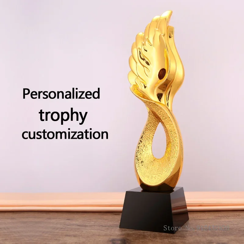Customized Endeavor to Wing Resin Trophy, Awards Souvenir, Annual Meeting Outstanding Staff, Dance Competition Crystal Base, 1Pc