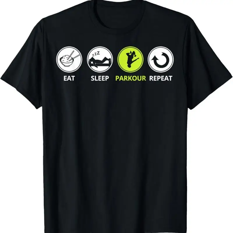 Funny Parkour T Shirt Eat Sleep Repeat
