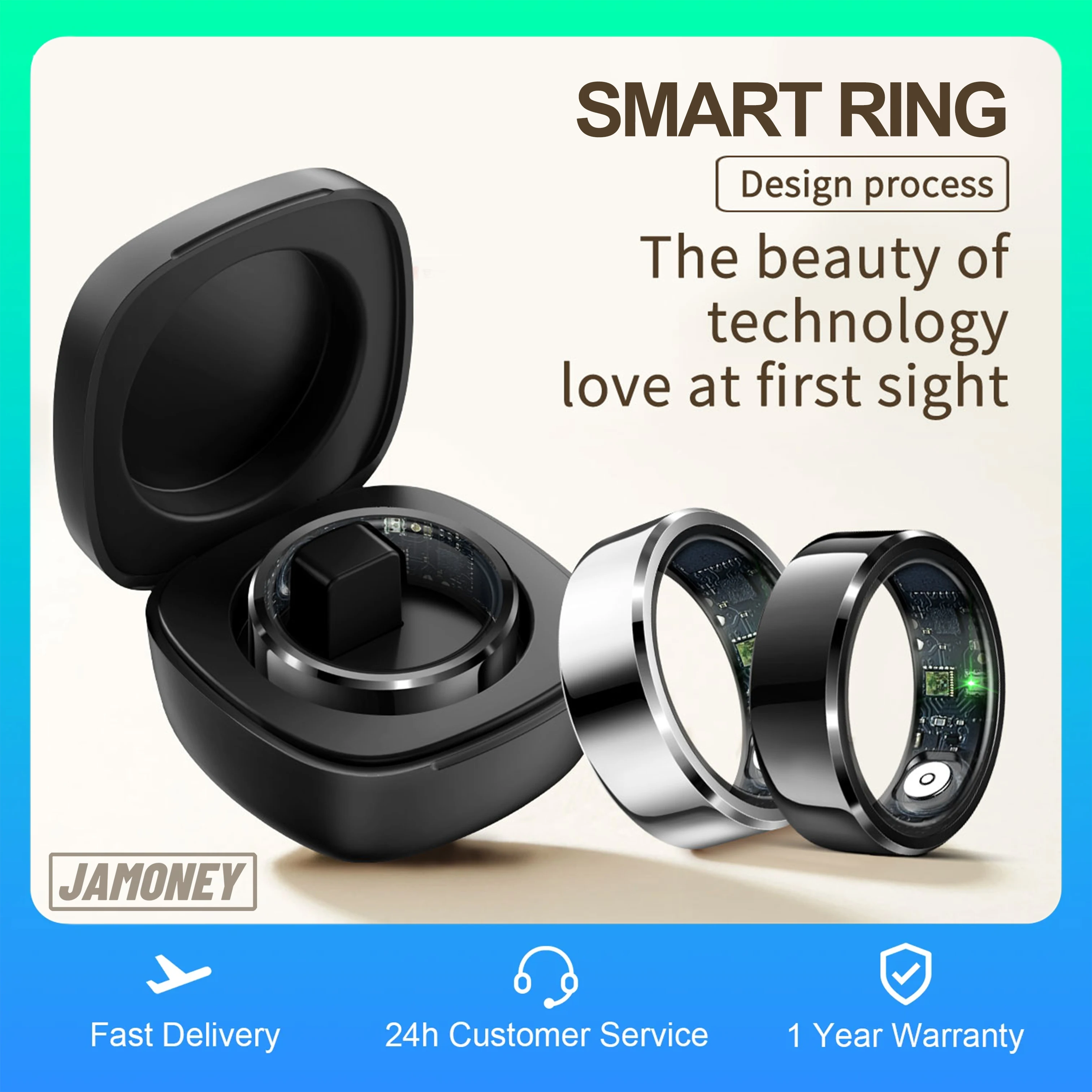 R6 Smart Ring Fitness Tracker Ring IP68 & 5ATM Waterproof Health Heart Rate Blood Oxygen Tracker Multi-sport Modes Smart Ring