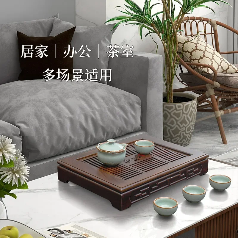 Ebony Red Sandalwood Kung Fu Tea Set with Solid Wood Drawer Water Storage Tray Elegant Design for Traditional Chinese Tea