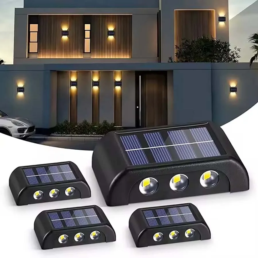 6LED Garden Outdoor Lamp Waterproof Courtyard Staircase Decoration Solar Wall Light