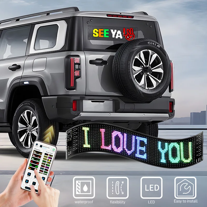 Flexible LED Car Display – USB-Powered, App & Bluetooth Controlled For Storefronts  or Vehicle Windows Car LED Eyes Light