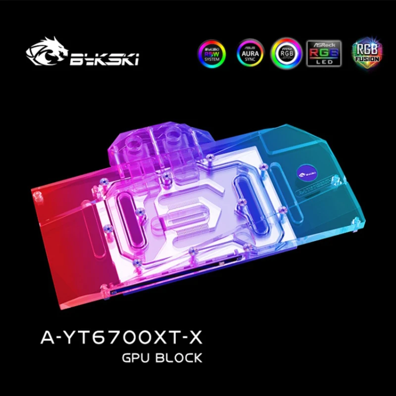 Bykski A-YT6700XT-X GPU Water Block Use for Yeston RX6700XT Graphics Card / with Backplane Copper RGB Radiator Coolling