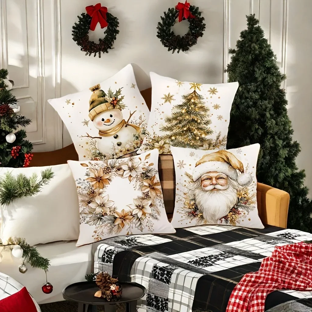 Christmas decoration pillowcase Santa Claus Snowman garland Christmas Tree pillow cover Sofa cushion suite home decoration