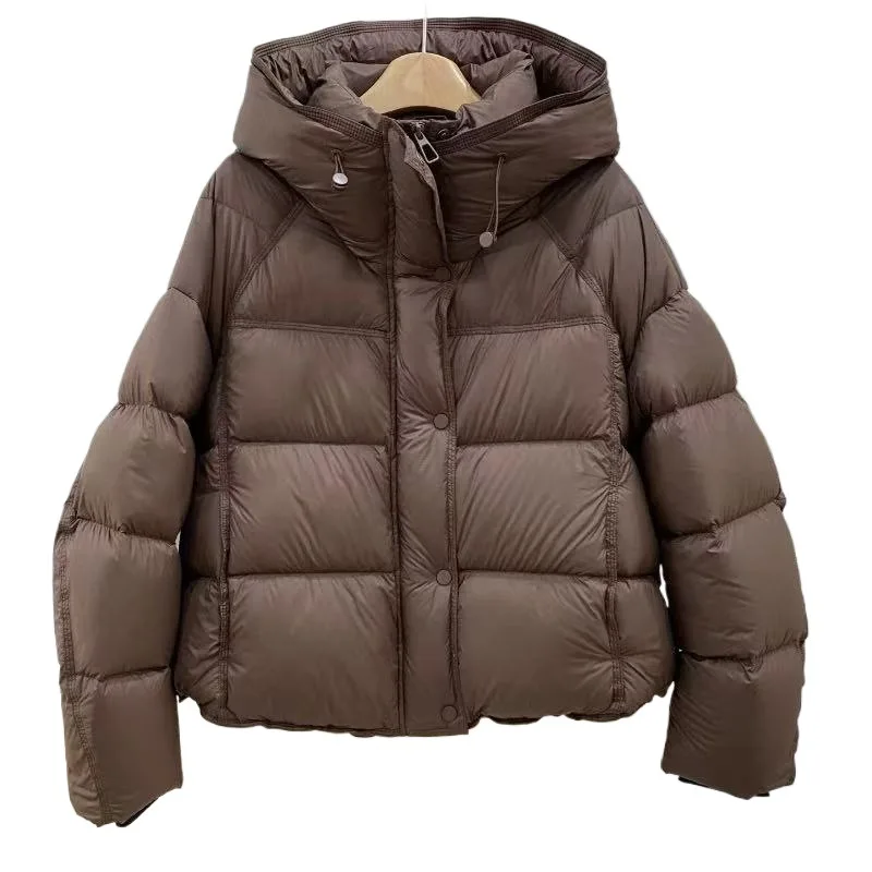 المرأة بلون نفخة أسفل سترة المرأة 2025 شتاء نمط جديد تنوعا فضفاض موضة سميكة 90 الأبيض بطة أسفل هوديي #4