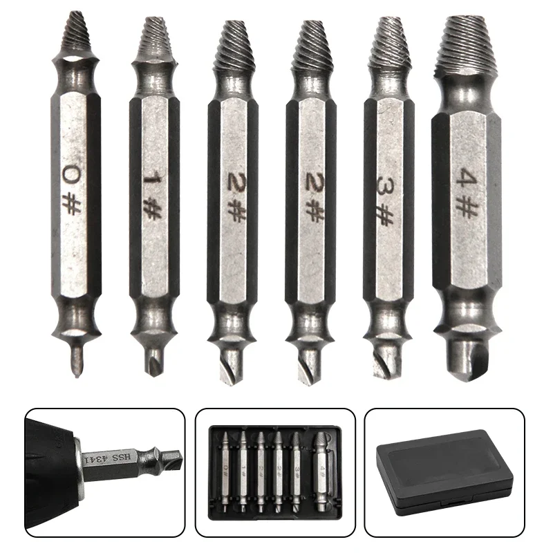 6PCS HSS Estrattore Doppia Testa Vite Diapositiva Dente Rimozione Cacciavite Bit Set di Strumenti Filo Rotto