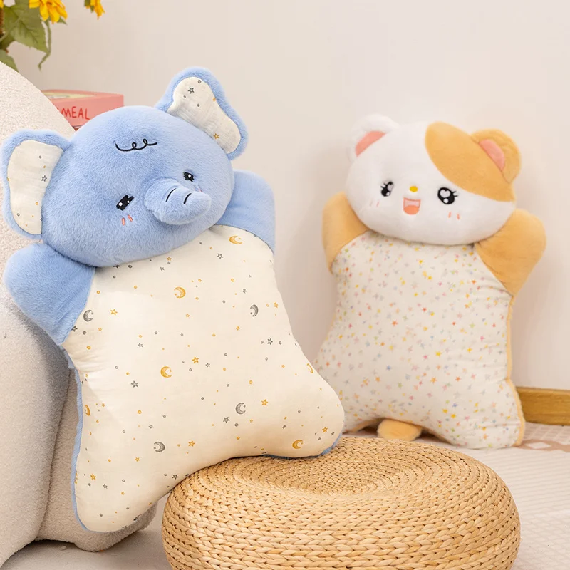 INS TK Popular Trend Cute Animal Hug Pillow Elephant Raccoon Cat Pig Plush Doll Comfortable And Versatile Blanket Home Decor
