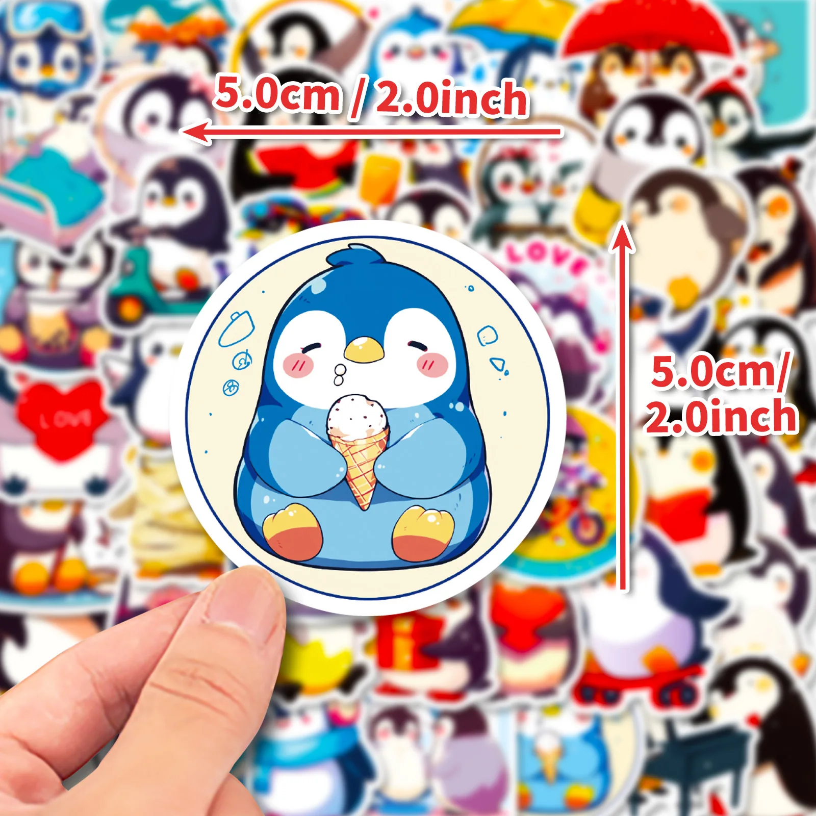 10/30/50PCS Cute Penguin PVC Sticker Aesthetic DIY Decoration Scrapbooking Korean Stationery Hand Accounting Supplies for Kids