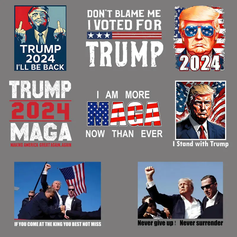 Donald Trump Never Surrender DTF Heat Transfer T-shirt Sweatshirt DIY Iron On Stickers Popular Trump Waving Fist Clothing Print