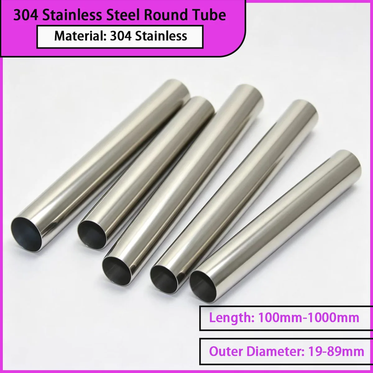 Outer diameter: 19-89mm 304 stainless steel round tube used for fluid pipelines, equipment supports, etc
