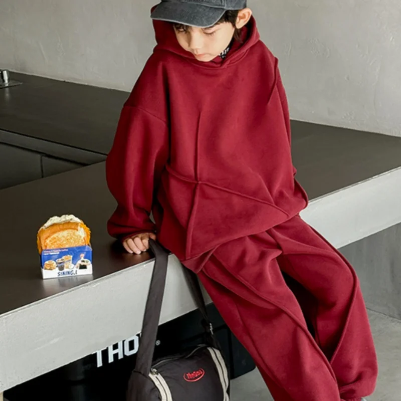 

2025 Hooded Spring Autumn Cotton High Quality Christmas Gift Children Clothin Boys Sweatshirts +Pants Kids Suits 2PCS/Set Cotton