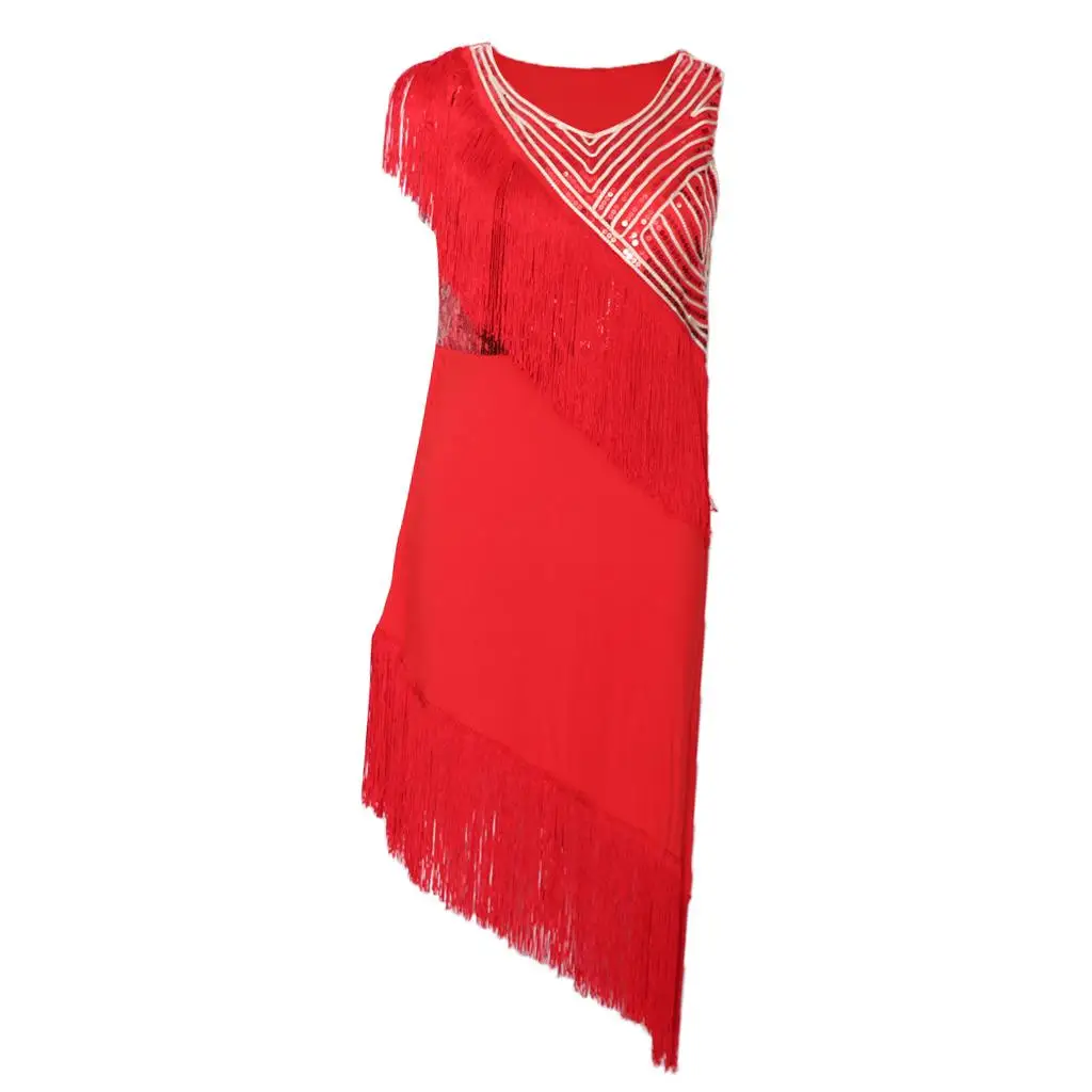 Flapper Style Latin Dance Dress Tassel Ballroom Costume Polyester Salsa Rumba for Party Show