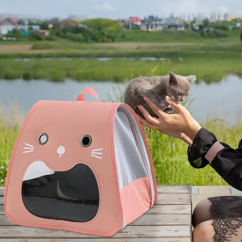 Cat Carriers Breathable Puppy Carrier Portable Smiling Face Foldable Pet Carrying Bag Cat Supplies Pet Travel Bag For Outdoor