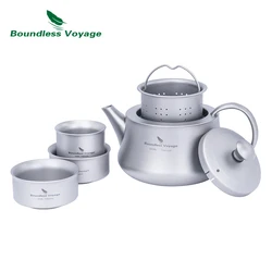 Boundless Voyage Titanium Teapot with Filter Outdoor Camping Kong Fu Tea Set Kettle Pot Cup