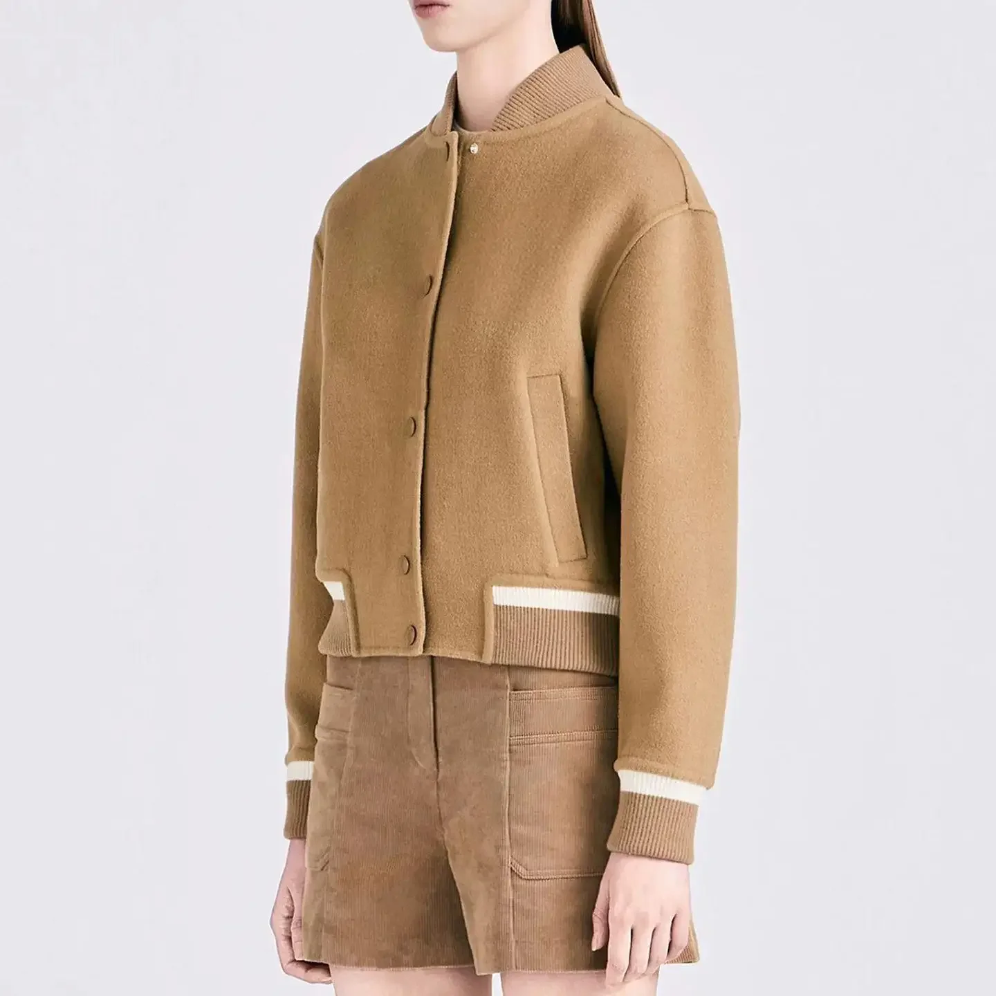 2026 Winter New Fashion Golf Jacket Solid Color Long Sleeve Warm Thick Woolen Fabric Women Golf Sports Tops